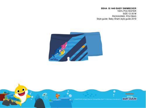 Baby shark baba fürdő boxer kisfiúknak - világoskék - 80