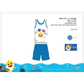   Pigiama estivo per bambini senza maniche Baby Shark - pigiama in cotone - azzurro