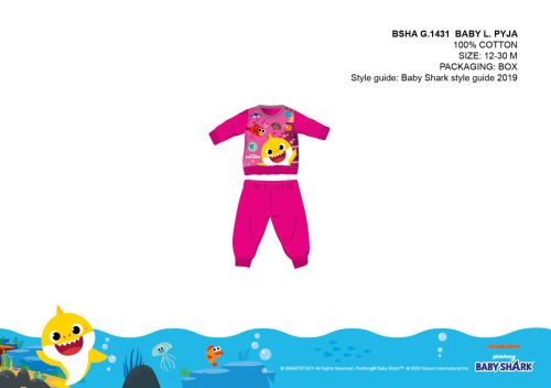 Baby Shark baba pizsama - jersey pamut pizsama - pink - 80