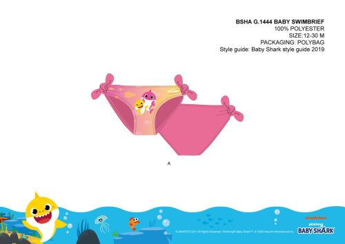 Slip costume da bagno per bambina Baby Shark - rosa - 98
