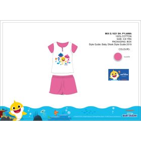  Pigiama estivo per bambini a maniche corte Baby Shark - pigiama in cotone - rosa