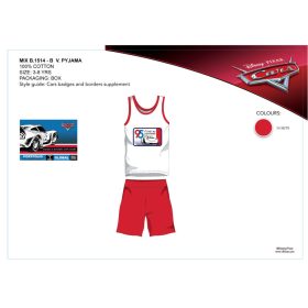   Disney Verdák nyári ujjatlan gyerek pizsama - pamut pizsama - piros - 116