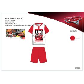   Disney Verdák nyári rövid ujjú gyerek pizsama - pamut pizsama - piros - 98