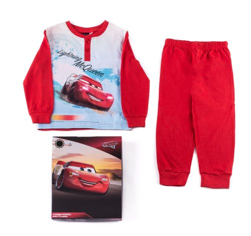 Hosszú vékony pamut gyerek pizsama - Verdák - 122 - piros