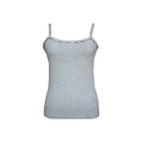   Zweiteiliges Damen Unterwäscheset mit Feldmuster – Sportunterwäsche aus Baumwolle – mit Sporthöschen und dickem Trägertop – Grau – M