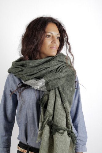 Sciarpa Cecilia Gallerani - 200x98 cm - verde, con frange