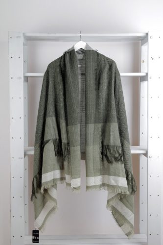 Esarfa Cecilia Gallerani - 200x98 cm - verde, cu franjuri