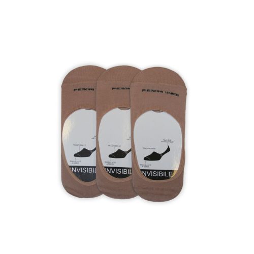 Pezzini calzini secret in silicone unisex - 3 paia/confezione - calzini secret in cotone - beige - 35-37