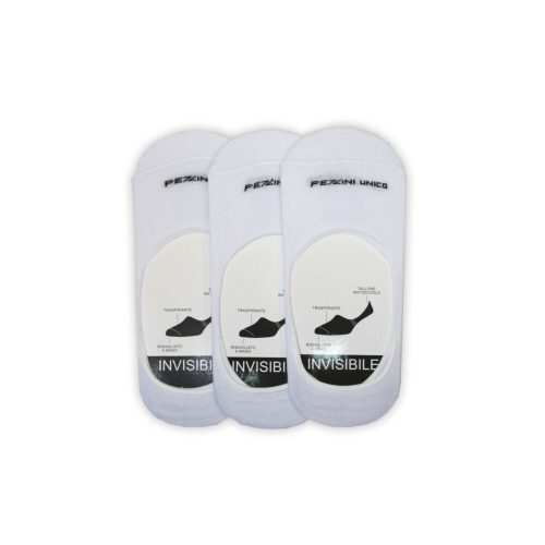 Pezzini calzini secret in silicone unisex - 3 paia/confezione - calzini secret in cotone - bianco - 39-42