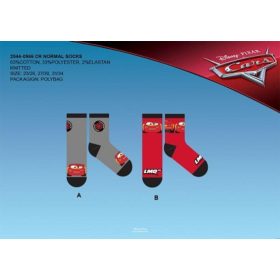   Gyerek pamut bokazokni - 4 pár - Disney Verdák - szürke-piros - 23-26