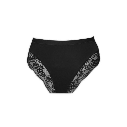 Women's bottom - with thick side part - decorated with lace in the front - black - L