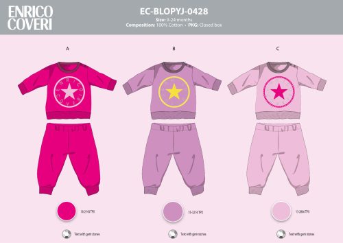 Enrico Coveri langer, dünner Babypyjama – Pyjama aus 100 % Baumwolle – Hellrosa – 92