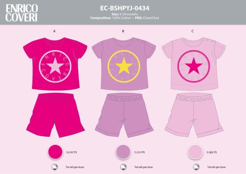 Enrico Coveri rövid ujjú nyári baba pizsama - 100% pamut pizsama - pink - 92