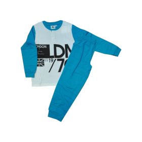 Hosszú ujjú pamut gyerek pizsama - Evidence - középkék