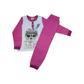 Hosszú ujjú pamut gyerek pizsama - Evidence - rózsaszín 