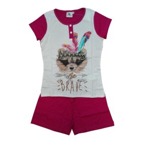   Pigiama per bambini in cotone a maniche corte - Evidence - rosa