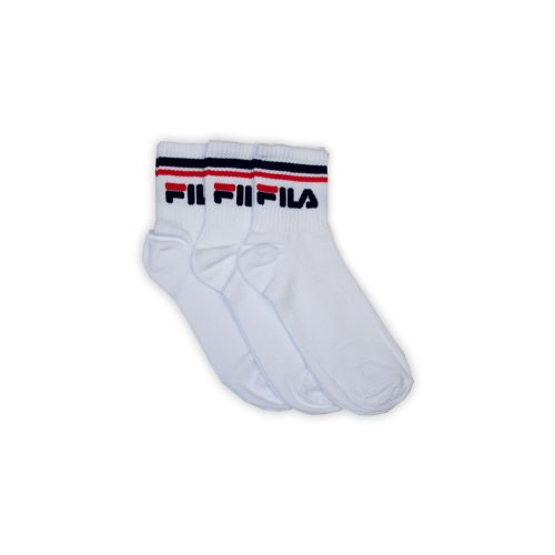Fila unisex bavlnené ponožky - krátke ponožky - rebrovaná noha - 3 páry - biele - 39-42