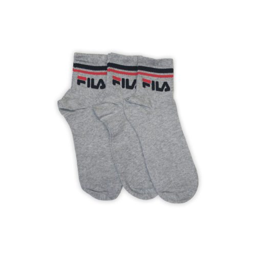 Fila unisex pamut zokni - rövid állású zokni - bordázott szár - 3 pár - szürke - 43-46