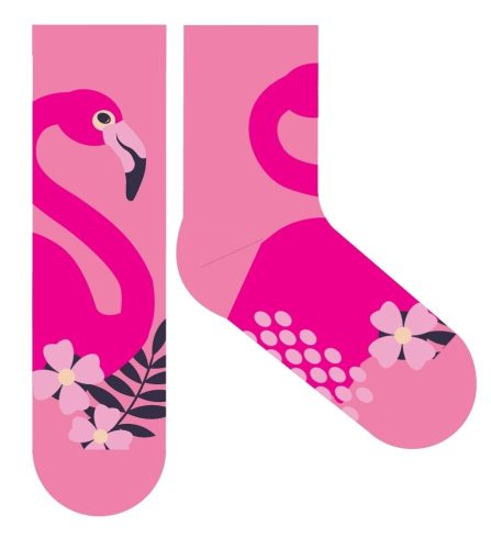 Flamingó csúszásgátlós teliplüss normál zokni gyerekeknek 