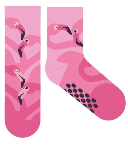 Flamingó csúszásgátlós teliplüss normál zokni gyerekeknek