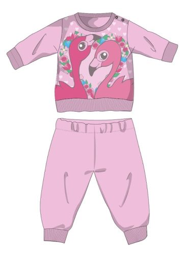 Flamingo winter cotton baby pajamas - interlock pajamas - light pink - 80