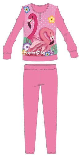 Zimné hrubé detské pyžamo Flamingo - bavlnené flanelové pyžamo - ružové - 122