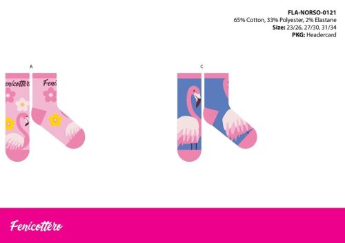 Normale Baumwollsocken für Kinder „Flamingo“ – 4 Paar/Packung – 23–26