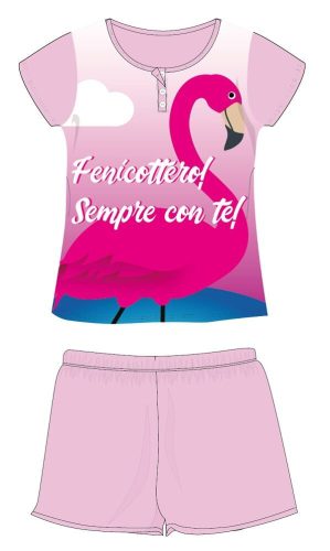 Pigiama estivo per bambini a maniche corte Flamingo - pigiama in jersey di cotone - rosa chiaro - 110