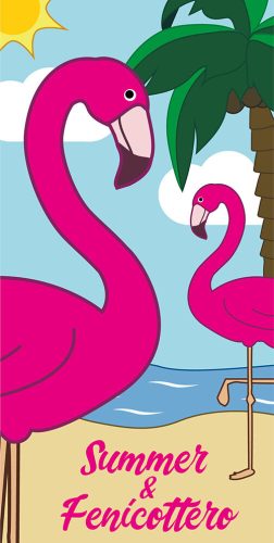 Flamingó gyerek strandtörölköző - 70x140 - pink