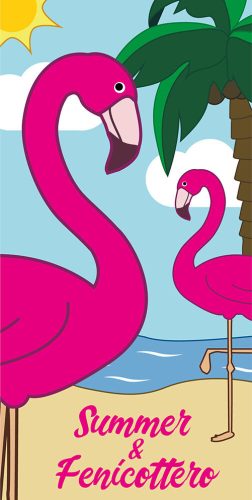 Detská plážová osuška Flamingo - 70x140 - ružová