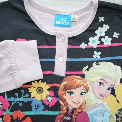 Hosszú vékony pamut gyerek pizsama - Jégvarázs - csíkos - Jersey - szürke - 128