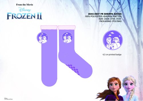 Disney Jégvarázs csúszásgátlós meleg téli zokni gyerekeknek - sherpa zokni - lila - 23-26