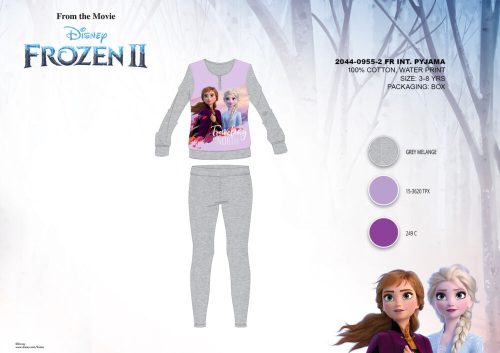 Téli pamut interlock gyerek pizsama - Disney Jégvarázs - szürke - 104