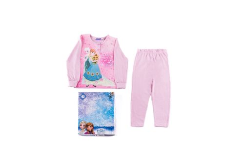 Hosszú vékony pamut gyerek pizsama - Jégvarázs - 98 - világosrózsaszín
