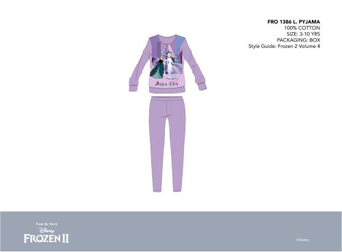 Disney Jégvarázs vékony pamut gyerek pizsama - jersey pizsama - világoslila - 134-140