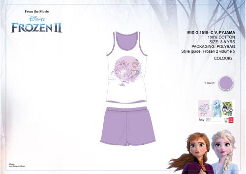 Disney Jégvarázs nyári ujjatlan gyerek pizsama - pamut pizsama - világoslila - 104