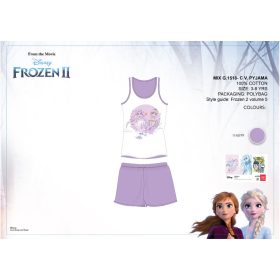   Pigiama estivo senza maniche per bambini Disney Frozen - pigiama in cotone - viola chiaro