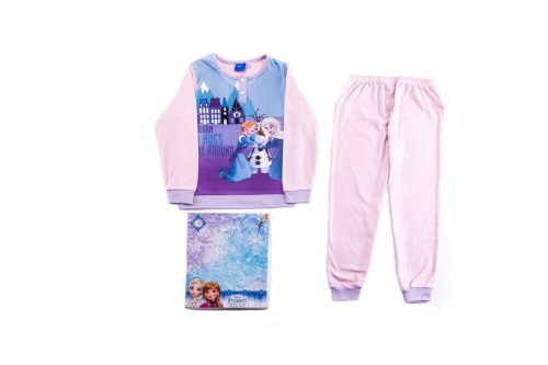 Jégvarázs gyerek pamut pizsama - interlock pizsama - világos rózsaszín