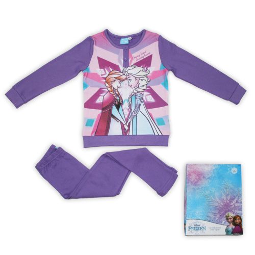 Téli pamut gyerek pizsama - Jégvarázs - lila - 98