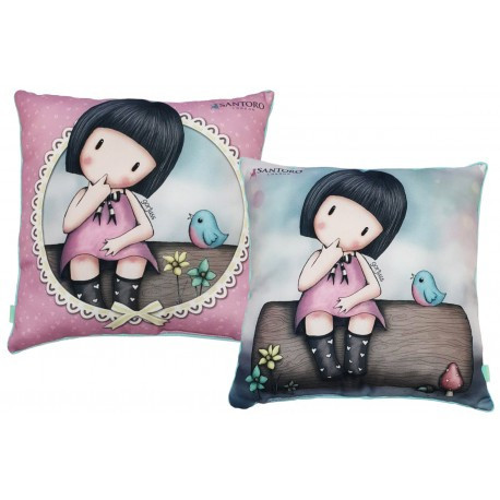 Cuscino Gorjuss, cuscino decorativo - 40x40 cm - azzurro-rosa