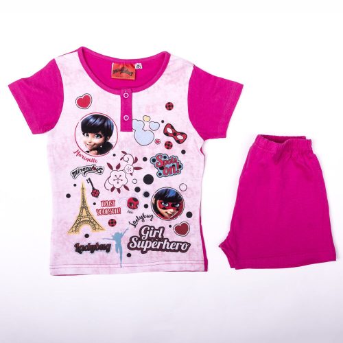 Pigiama per bambini in cotone a maniche corte - Le avventure di Coccinella e del Gatto Nero - rosa - 116