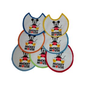   Mickey Mouse baby bib 7 pieces/pack - cotton bib - 16x16 - light blue-medium blue-dark blue-yellow-orange-red-green