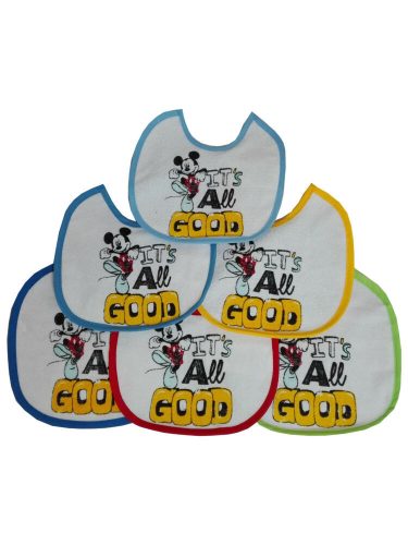 Bavaglino Topolino 6 pezzi/confezione - bavaglino in cotone - azzurro-blu medio-blu scuro-giallo-rosso-verde