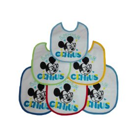   Mickey mouse baby bib 6 pieces/pack - cotton bib - light blue-medium blue-dark blue-yellow-red-green