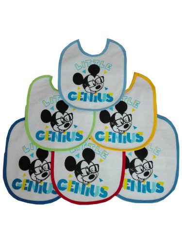 Mickey Mouse Baby-Lätzchen 6 Stück/Packung – Baumwoll-Lätzchen – Hellblau-Mittelblau-Dunkelblau-Gelb-Rot-Grün