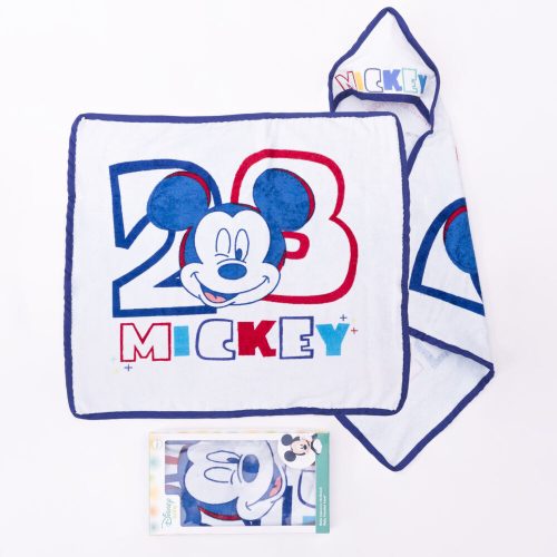 Mickey mouse detská osuška s kapucňou - bavlnená detská osuška - bielo-tmavo modrá