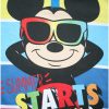 Long thin cotton children's pajamas - Mickey mouse - with Summer starts inscription - Jersey - medium blue - 98