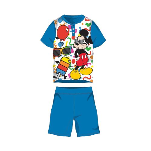 Nyári rövid ujjú gyerek pamut pizsama - Disney Mickey egér - középkék - 110