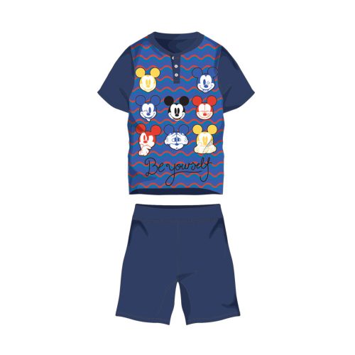 Nyári rövid ujjú gyerek pamut pizsama - Disney Mickey egér - Be yourself felirattal - sötétkék - 104