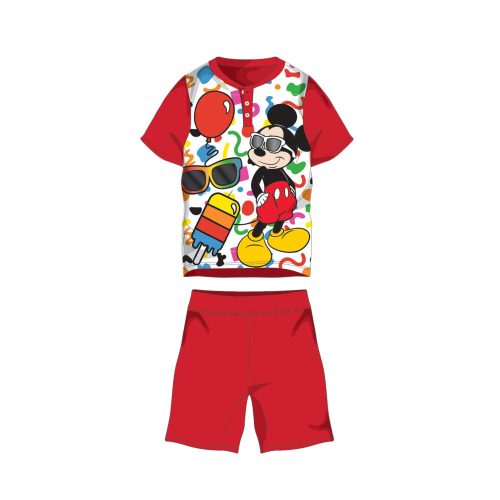 Nyári rövid ujjú gyerek pamut pizsama - Disney Mickey egér - piros - 116